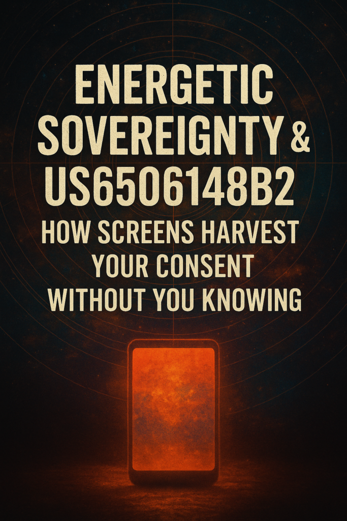 Energetic Sovereignty & US6506148B2: How Screens Harvest Your Consent Without You Knowing